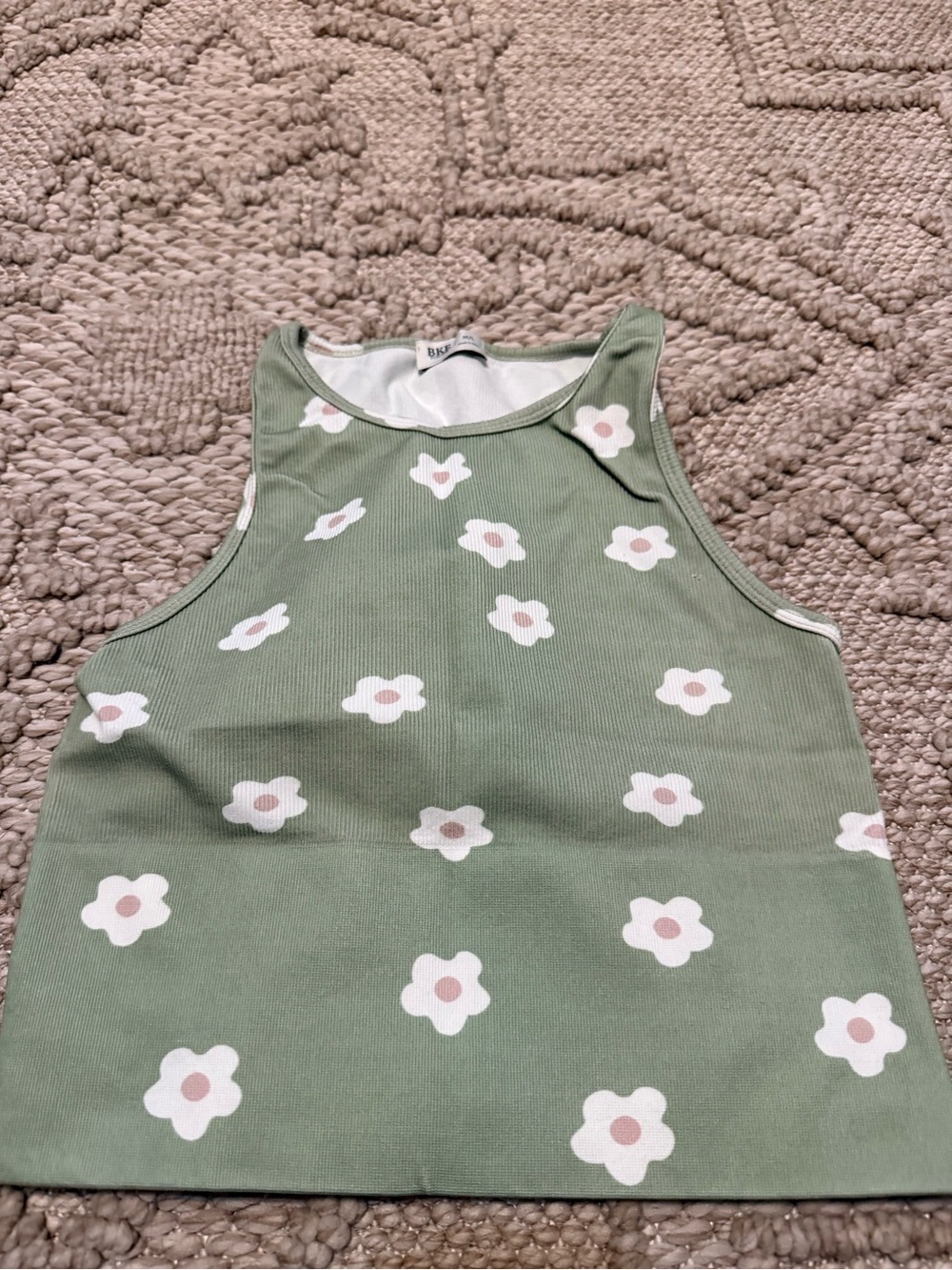 BKE Girls' Sage Green Floral Tank Top